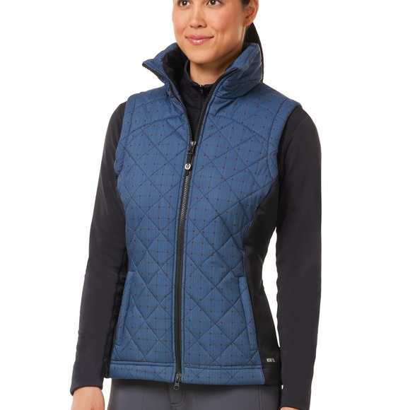 Kerrits Womens Small Blue Black Full Motion Quilted Vest Full Zip Pockets - Picture 1 of 7